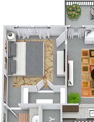 Trevino 3D Trevino 3D 1 bedroom apartment. Kitchen with bartop open to living room. 1 full bath. Large walk-in closet. Patio/balcony.
